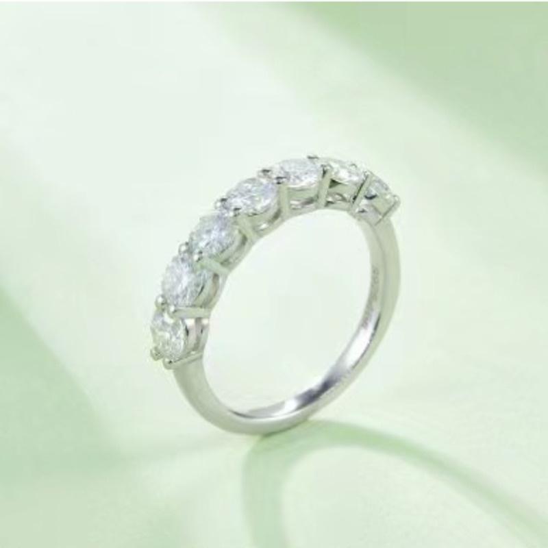 BIJOX STORY 3mm Gemstone Moissanite Ring for Women S925 Silver White Gold Stackable Wedding Band Diamond Matching Gift