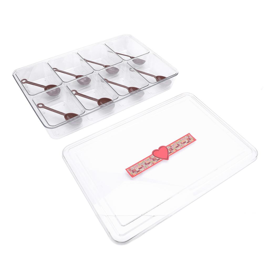 Condiment Server with 8 Containers Serving Tray Platter with 8 Spoons for Bar Accessories Fruit Salad Party Garnish