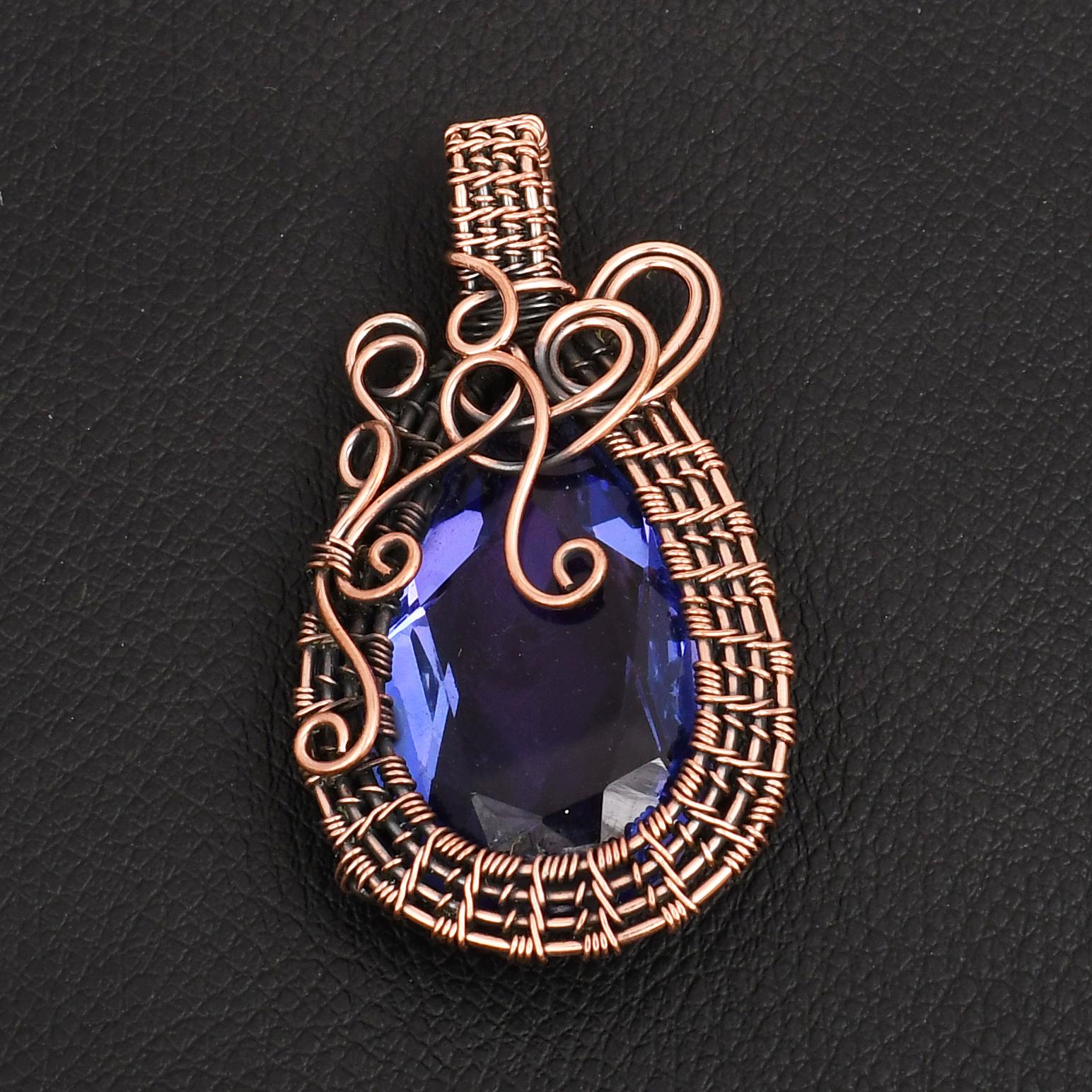 

Handmade Copper Wire Wrapped Amethyst Gemstone Copper Pendant Vintage Boho Jewelry Gift