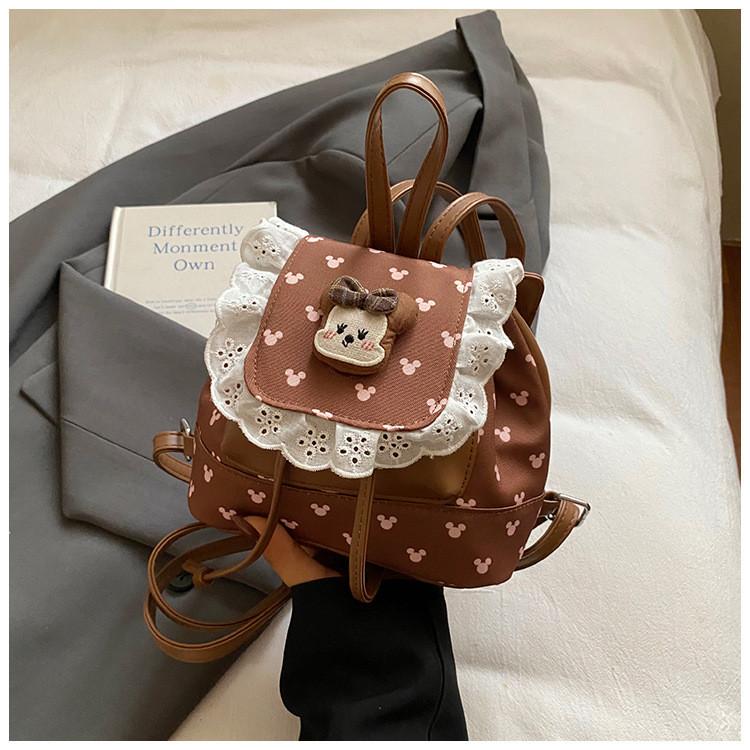 Mickey Mouse Kids Mini Backpack Pu Cartoon Pattern School Bag For Girls