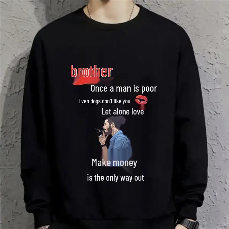 

Men s Trendy Printed Round Neck Hoodie - Winter New Arrival 3XL