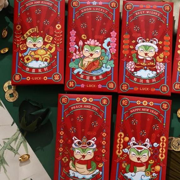 6pcs Festive New Year Red Envelope Blessing Lucky Money Pockets  Wedding Birthday
