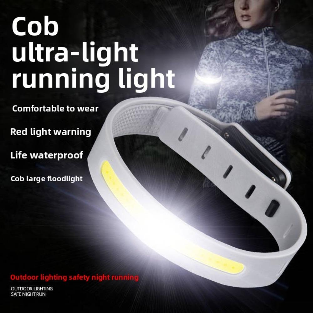 Cob Flashlight For Running Cycling Strong Light Rechargeable Ultra Light Mini Wrist Light Safety Backpack Light For Outdoor