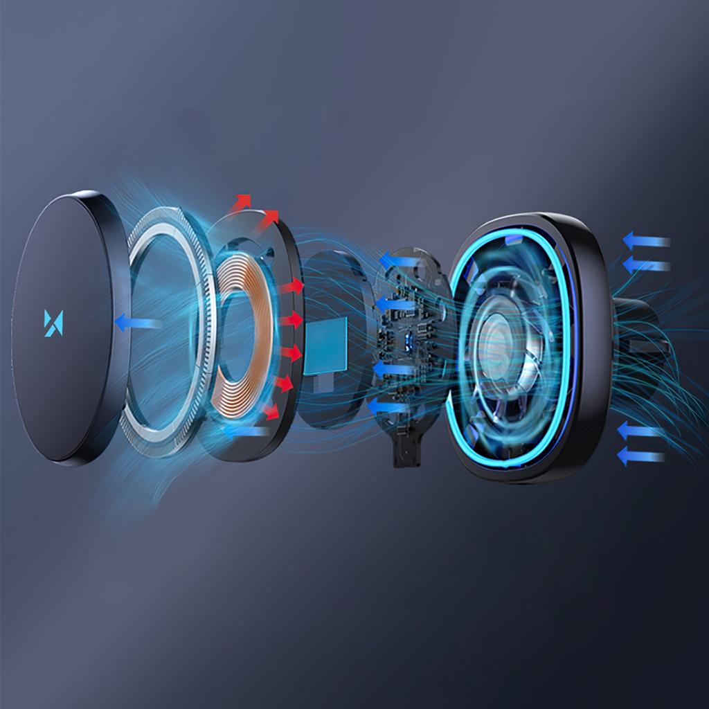 Uchwyt Samochodowy Z Ładowarką Indukcyjną Wentylatorem Do Telefonu Na Kratkę Nawiewu Qi MagSafe 15W