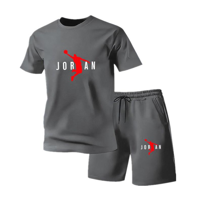 Summer Fashion Trendy Casual Sports Two Piece Set Youth Men s Short sleeved T-shirt+Shorts Set S