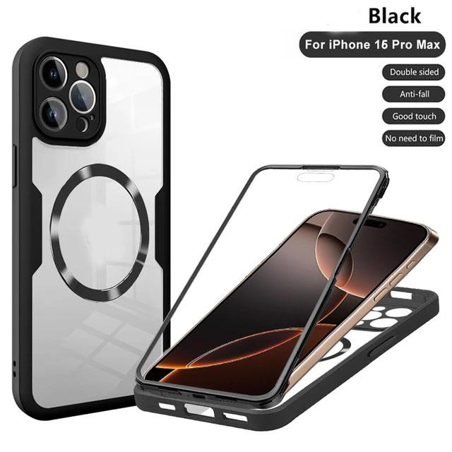 For IPhone 16 15 14 11 12 13 Pro Max 360° Fully Protected Double-sided Magnetic Cases For Magsafe Wireless Charge Protect  Cover
