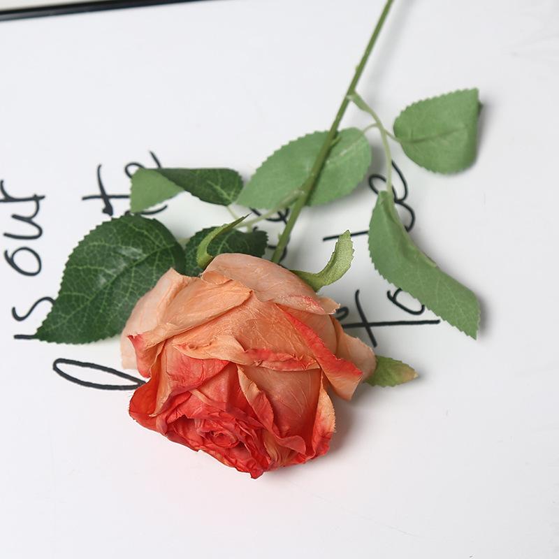 12 шт. Имитация цветов Высококачественные жареные розы DIY Свадебный букет Шелковый розовый искусственный цветок Искусственная роза Настольное украшение