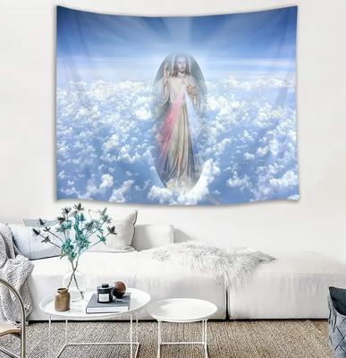 Jesus Christ Tapestry Lord and Angel Heaven Tapestry Wall Hanging Merry Christmas Tapestries for Bedroom Living Room Dorm Decor