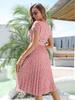 2023 Spring/Summer Women's Floral Tie-Up Dress with Pleated Skirt - European & American Style, Short-Sleeved, Casual