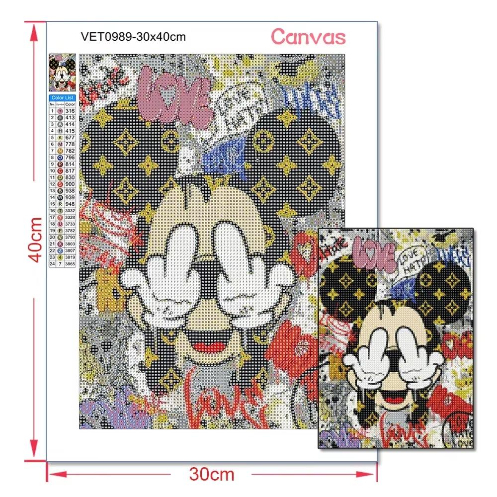5D DIY Color Mickey Diamond Painting Kit Tidal Graffiti Cross Stitch Handmade Diamond Mosaic Embroidery Art Gift