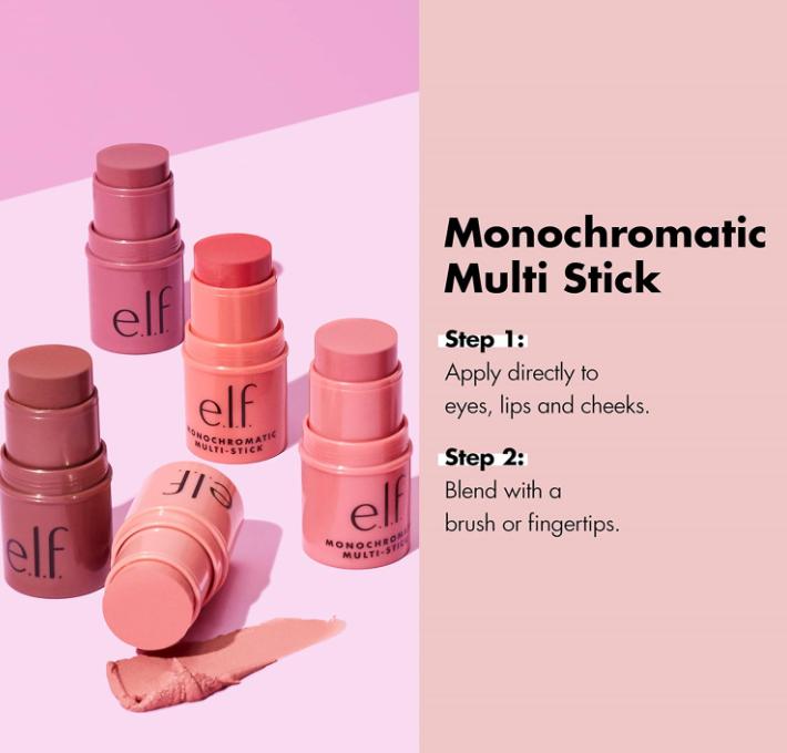 e.l.f. Monochromatic Multi Stick, Luxuriously Creamy & Blendable  Colour, For Eyes, Lips & Cheeks 0.155 Oz (4.4g)