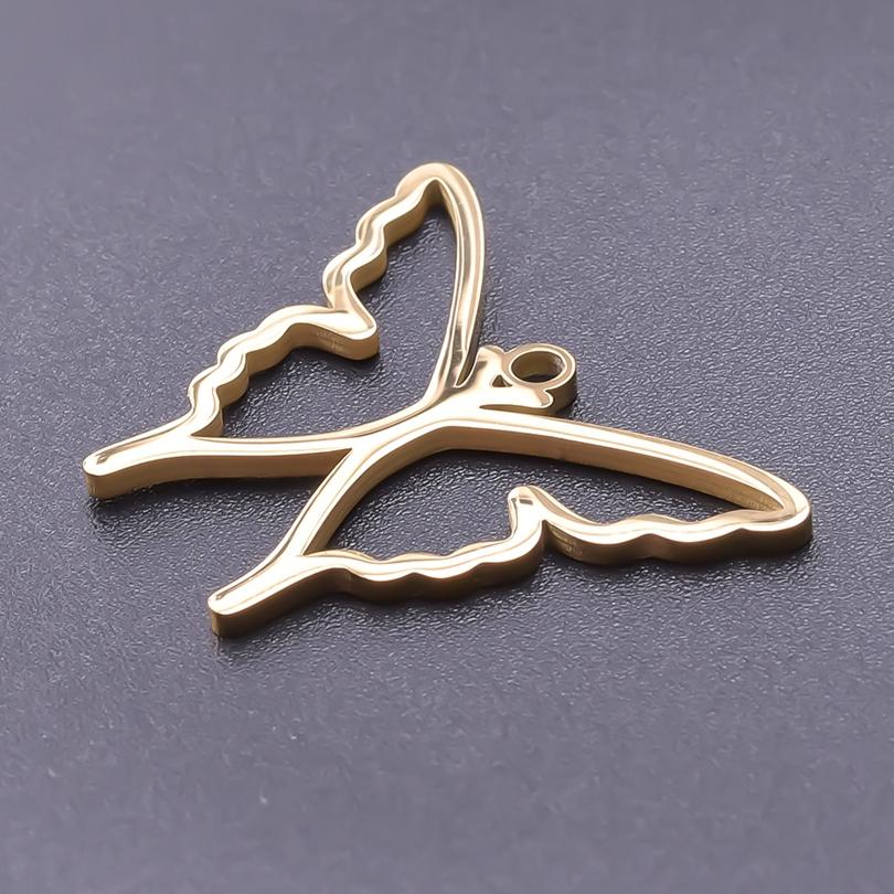 5pcs 18k Real Gold Plated Animal Pendant Stainless Steel Butterfly Charm For Jewelry Making Supplies Papillons Fuxk Men Pendants