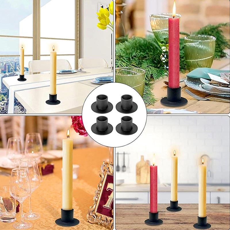 1/4/6Pcs Matte Black Party Iron Elegance Tables Decor Wedding Centerpieces Round Candlestick Holder Candle Holder