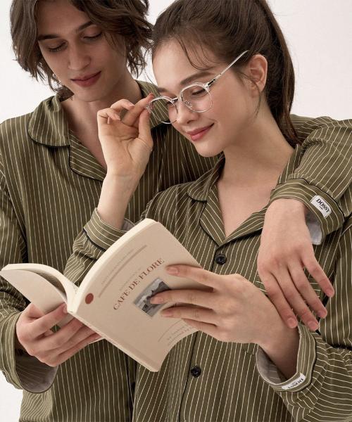 

[Dossy] Мягкий однотонный парный комплект пижамы Softkin [Отправка из Кореи] 100% Оригинал Charcoal L