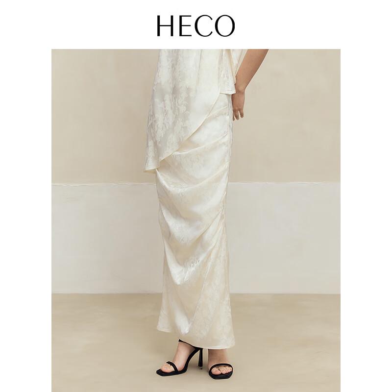 HECO New Chinese Style Pleated High-Waist Acetate Skirt L