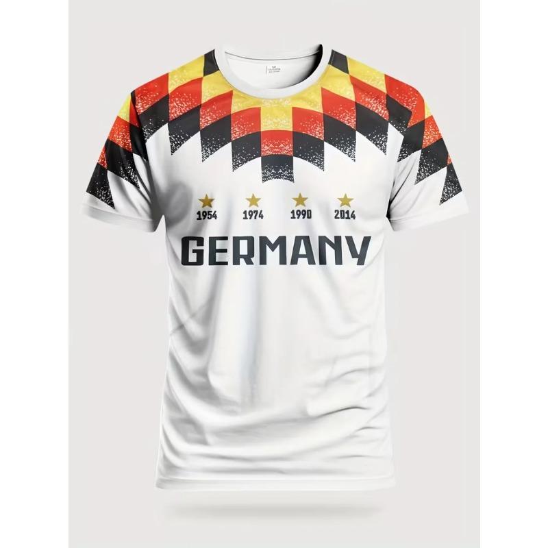 2026 USA Canada-Mexico World Cup Mens Soccer Jersey TShirt German Flag Pattern Short Sleeve Top Summer Sporty Style Loose-Fit Plus-Size Tee