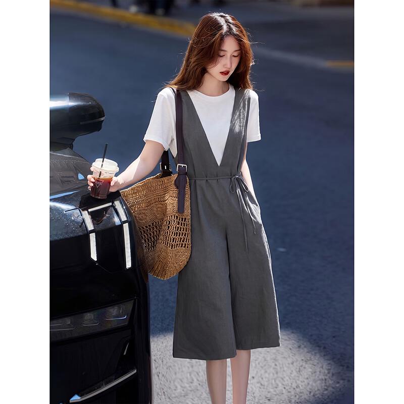 Lyocell Linen Blend T-Shirt Jumpsuit Set