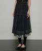 Peulleeoeob Layered Crinkle Check Skirt (Fl-269_Black)