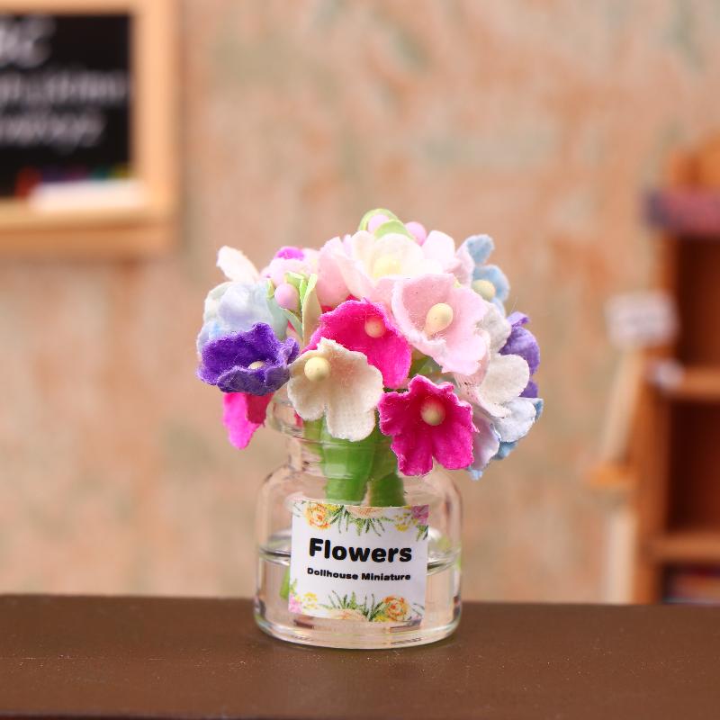 [JN] 1/12 Dollhouse Flower Miniature Flower Vase Model Doll Home Potted Plants Decor Toy Micro Landscape Plant
