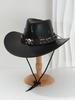 Popular Men's and Women's PU Leather Cowboy Hats, Unique Three-dimensional Skull Rivets with Willow Nail Ropes, Fun for Birthday Parties