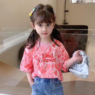 Meninas Camiseta de manga curta Verão Roupas infantis Bebê Menina Top de meia manga Verão Camisa de cuidado infantil Verão