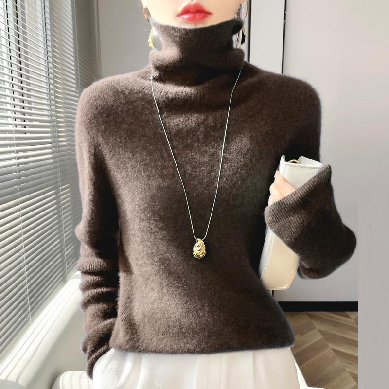 Women's High-Neck Sweater: 2025 New Style Soft Slim Fit with Pile Collar