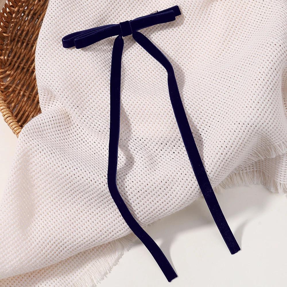 Vintage Big Large Velvet Bow Hairpins Barrettes For Women Girls Wedding Long Ribbon Korean Hair Clip Hairgrip Hair Accessories