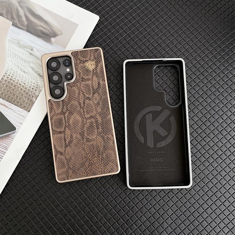 Θήκη για Samsung Galaxy S23 S24 S25 Ultra Plus Ισχυρός Μαγνητισμός Ασύρματη Φόρτιση Πολυτελής Σχέδιο Πύθωνα Ματ Δερμάτινο Πίσω Κάλυμμα