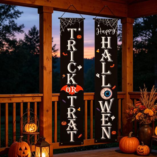 Party Hanging Decoration Halloween Porch Sign Banner, Pumpkin Ghost Awning Wall Supplies Door Decoration, Front Wreath Banner Yard Themed