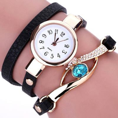 Lady Blue Eye Infinity Multilayer-Armband-Quarz-Armbanduhr aus Kunstleder