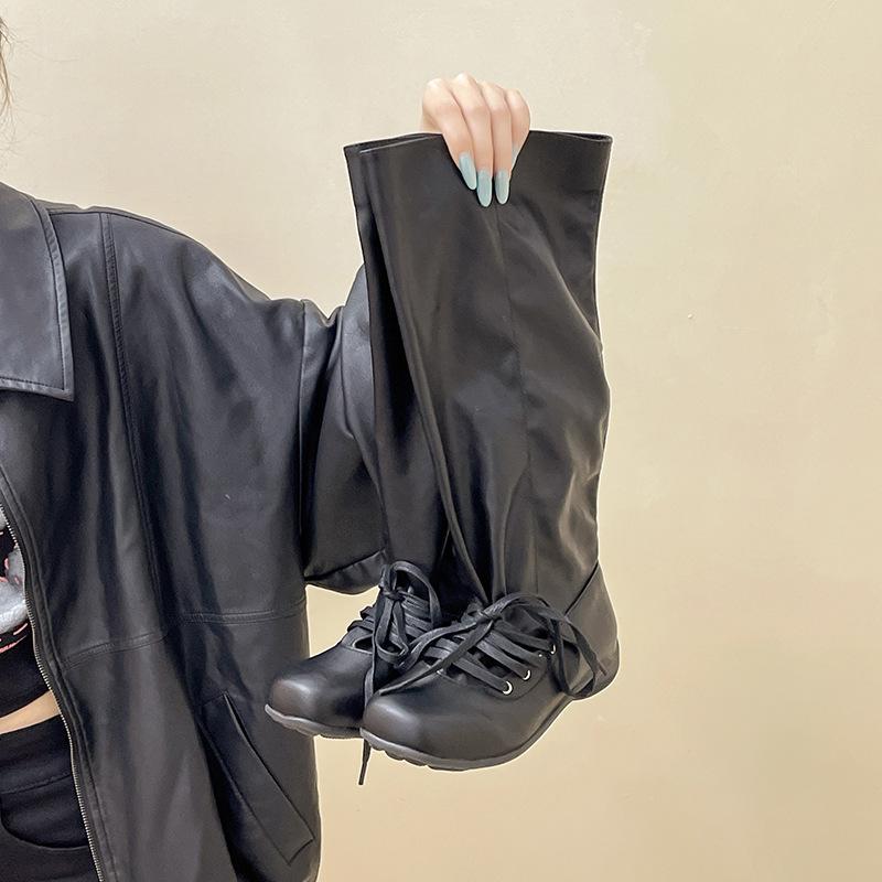 Retro Niche Design Sense British Style Thick Heel High Knight Boots Women's 2025 Autumn and Winter New Versatile Stacking Boots