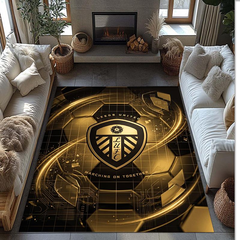 Tappeto in Velluto di Cristallo con Stampa del Leeds United Football, Comodo Assorbente d'Acqua Antiscivolo Tappeto per Pavimenti Interni
