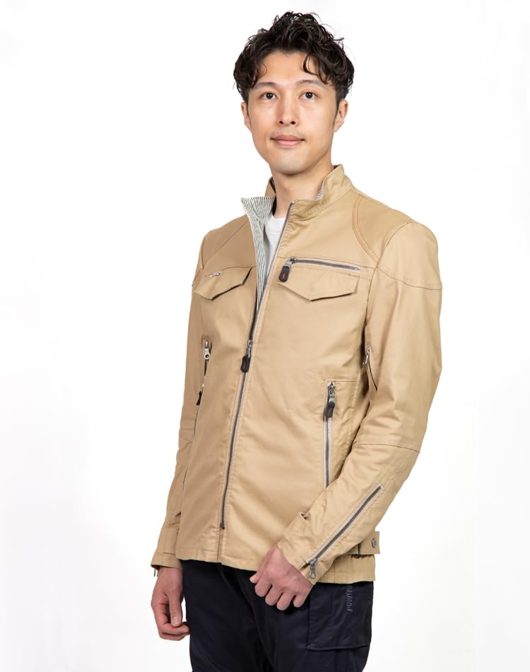 Powerage Cotton Riders Jacket PJ-24102 (XXL, Beige)