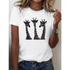 Womens Giraffes With Sunglasses Print Short Sleeve Crew Neck Summer Casual Tee