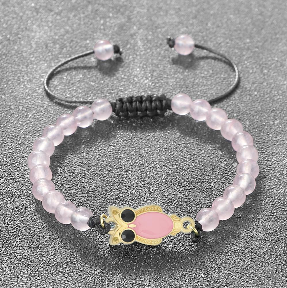 6mm Owl Pendant Black Matte Bracelet For Men Adjustable Animal Charm Bangle Boho Gothic Jewelry Gift Idea Unisex  Fine Accessory