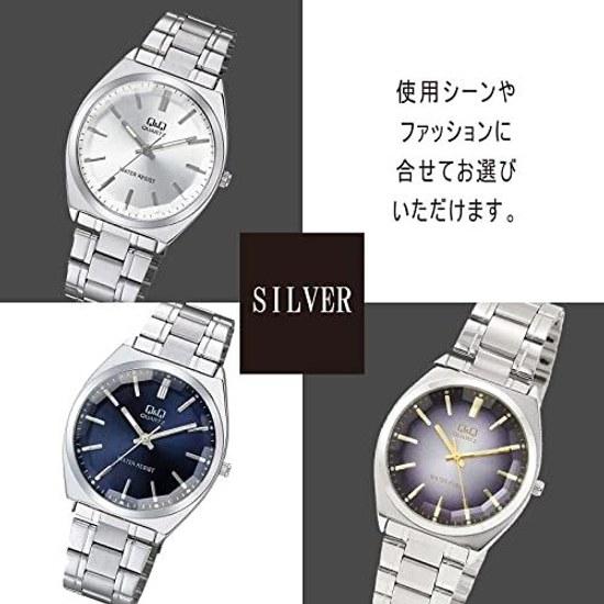 Citizen QQ Wristwatch Analog Waterproof Metal Band QB78-212 Mens Navy