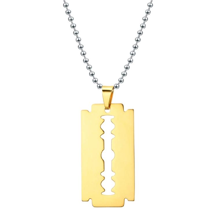 

23.62inch Hip Hop Stylish Personality Stainless Steel Blade Necklace Pendant 1 золотой