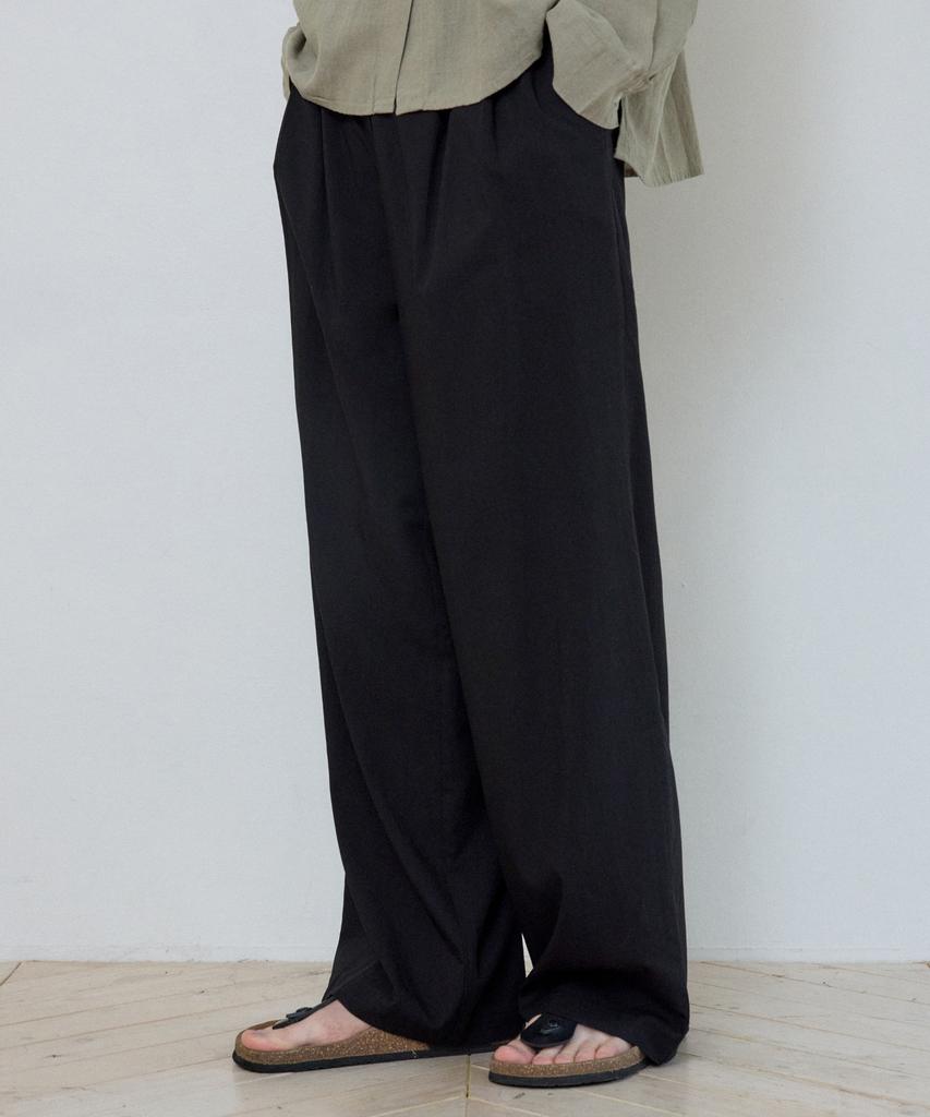 Wednesday Oasis Muse Double-Pleat Semi-Wide Pants_Black(W25-Pt04)