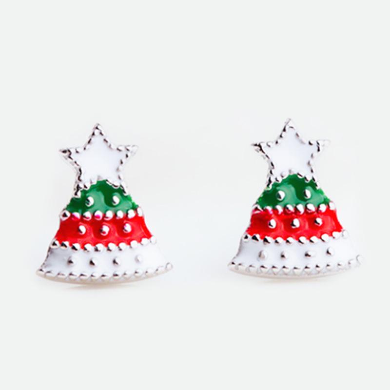 Pentagram Christmas Tree Stud Earrings - Korean Style Cute Mini Autumn/Winter Decor