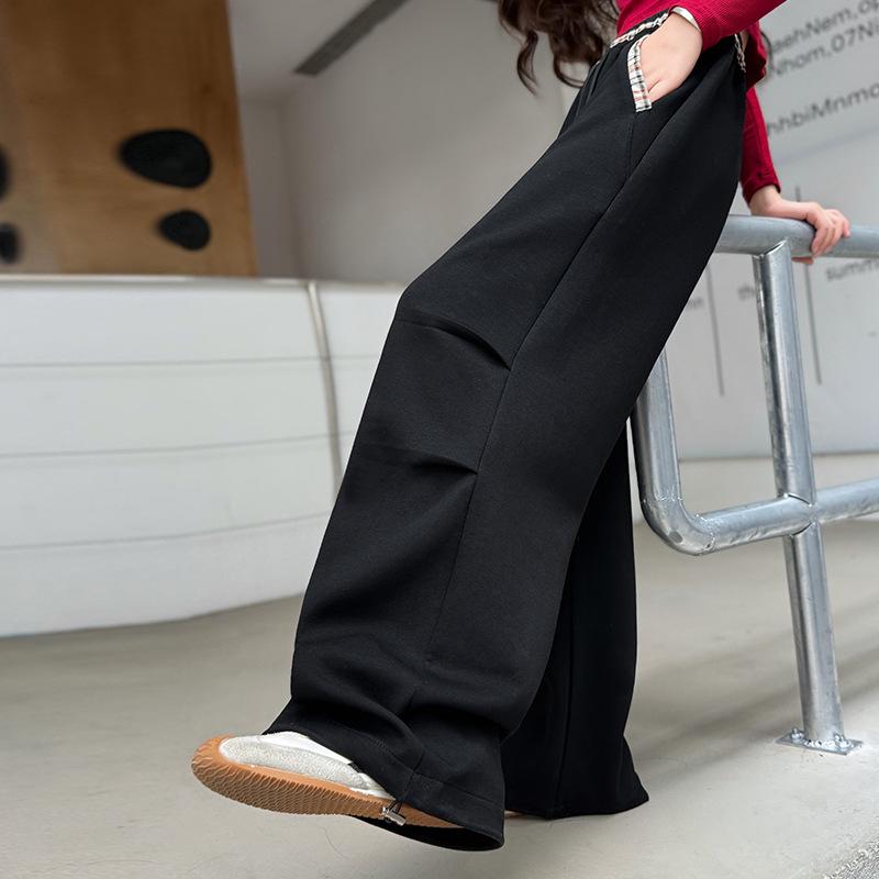 2025 Girls' Spring/Autumn Middle School Straight-Leg Cargo Sweatpants