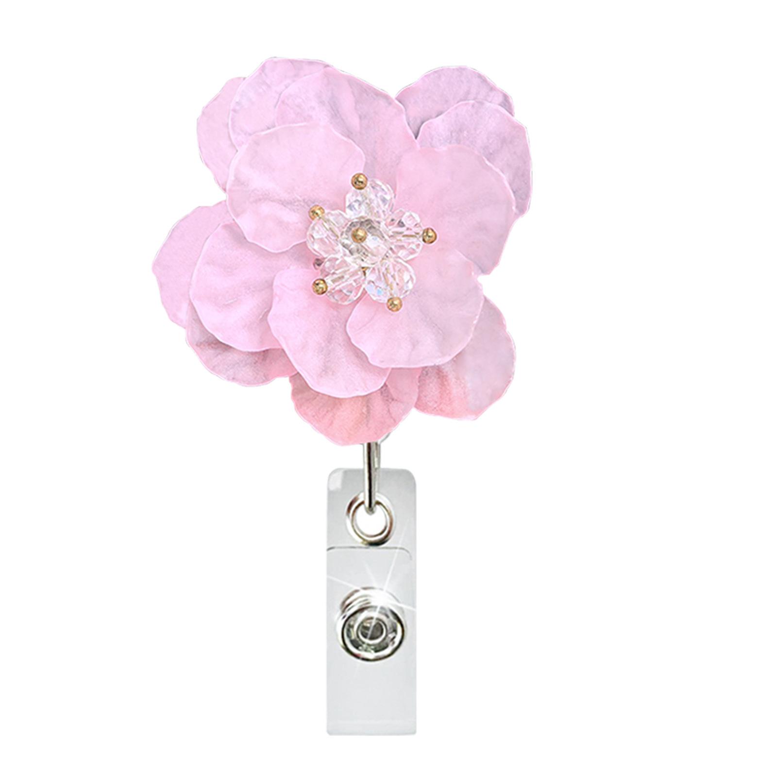 

Id Holder Clip Retractable Badge Badge Holder Flower Badge Clip For Office Nurse Workplace 3/8 рожевий