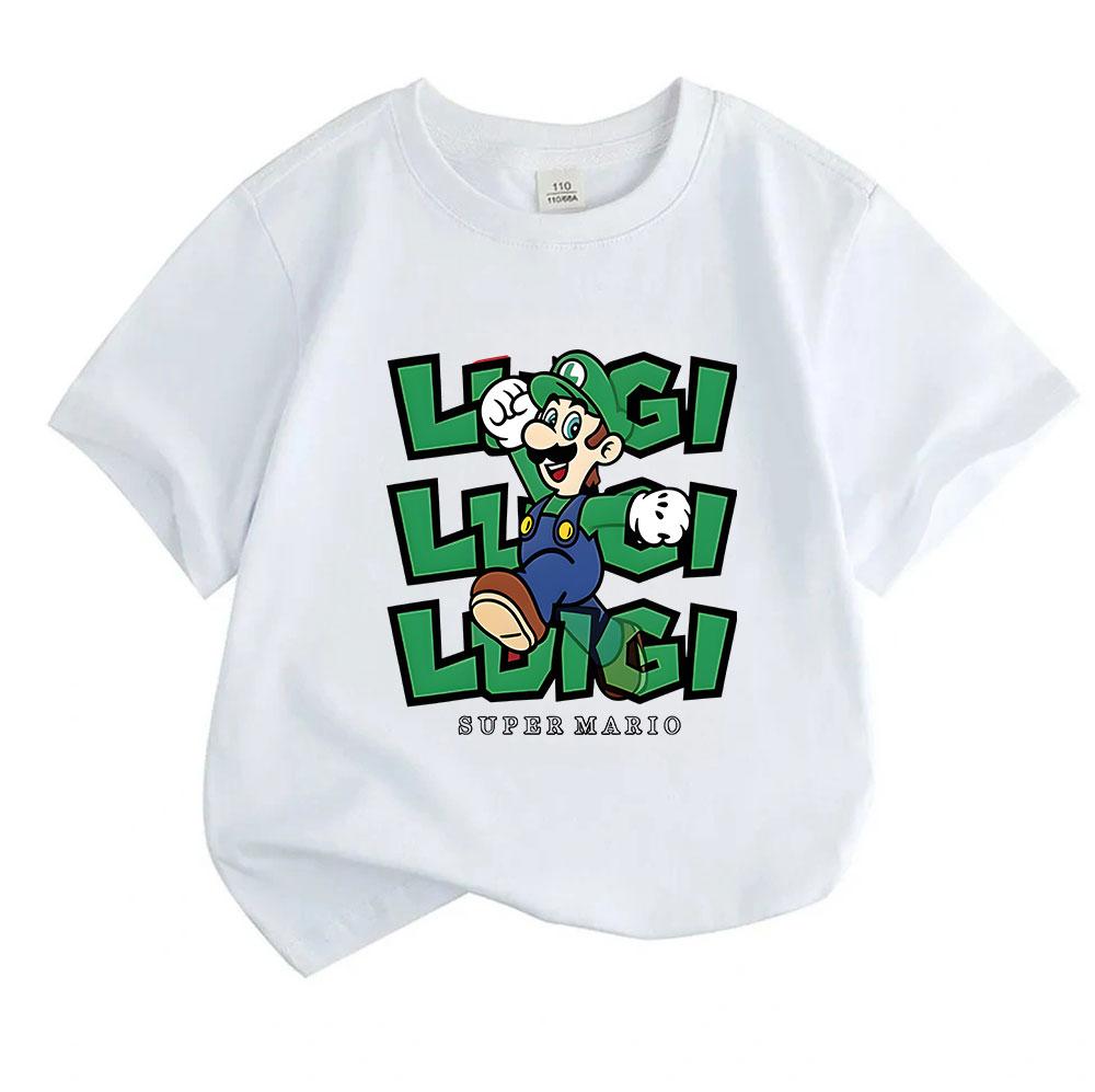 Kids Boys Girls Crew Neck Short Sleeve 100% Cotton T-shirt, Cute Cartoon Character Printed Casual Comfortable Tee for Daily Wear Home Outings, Breatha