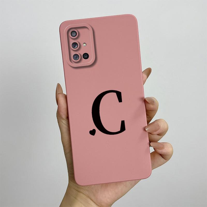 For Samsung Galaxy A51 A71 Case A515F A715F Initial Letters Liquid Silicone Phone Case For Samsung A51 A 31 71 Soft Cover Bumper