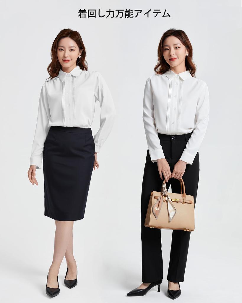 Enmain White Long Sleeve Chiffon Shirt Perfect for Office or No and Size 303S Women's Blouse, Commuting, Iron, Cute, Casual, Stylish,