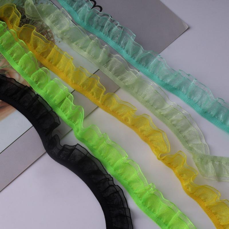 Elastic Snow Yarn Fungus Lace, Width 2cm Headband DIY Lace Decorative Cuffs Dream Pleated Baby Clothes Handmade Accessories