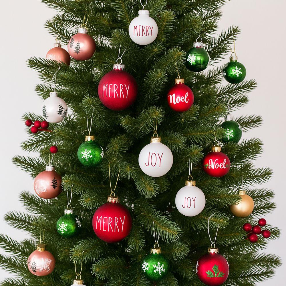 Hanging Glass Christmas Ball Ornaments Painted Christmas Spheres Pendant  Xmas Tree Decoration