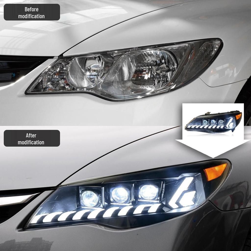 LED Projector Headlights with Flowing Turn Signals for 06-15 Honda Civic Si FD2