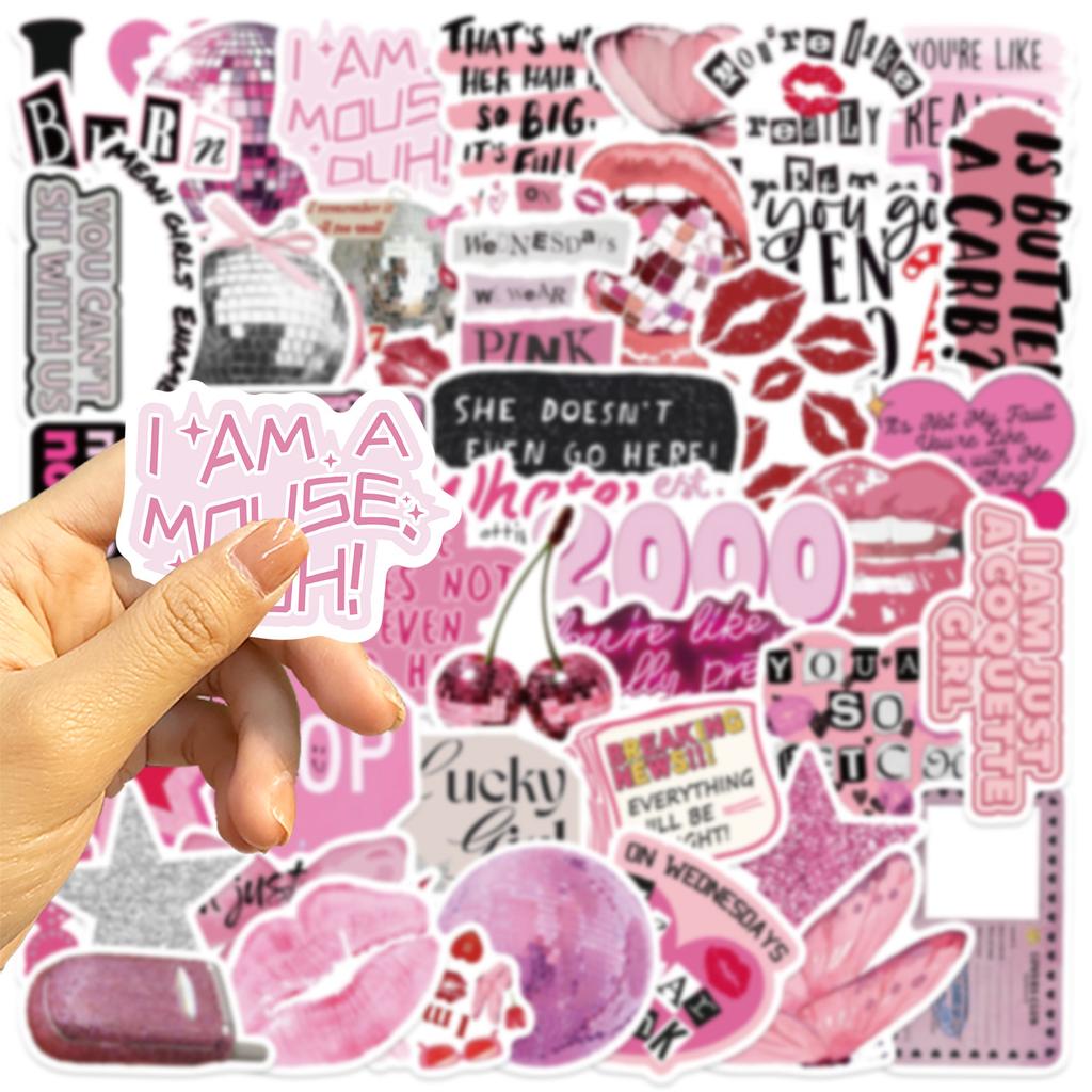 50 Stück Cartoon Pinke Y2K Graffiti Aufkleber Gitarre Notizbuch Gepäck DIY Wasserdichte Schreibwaren Stifthalter Dekorationsaufkleber