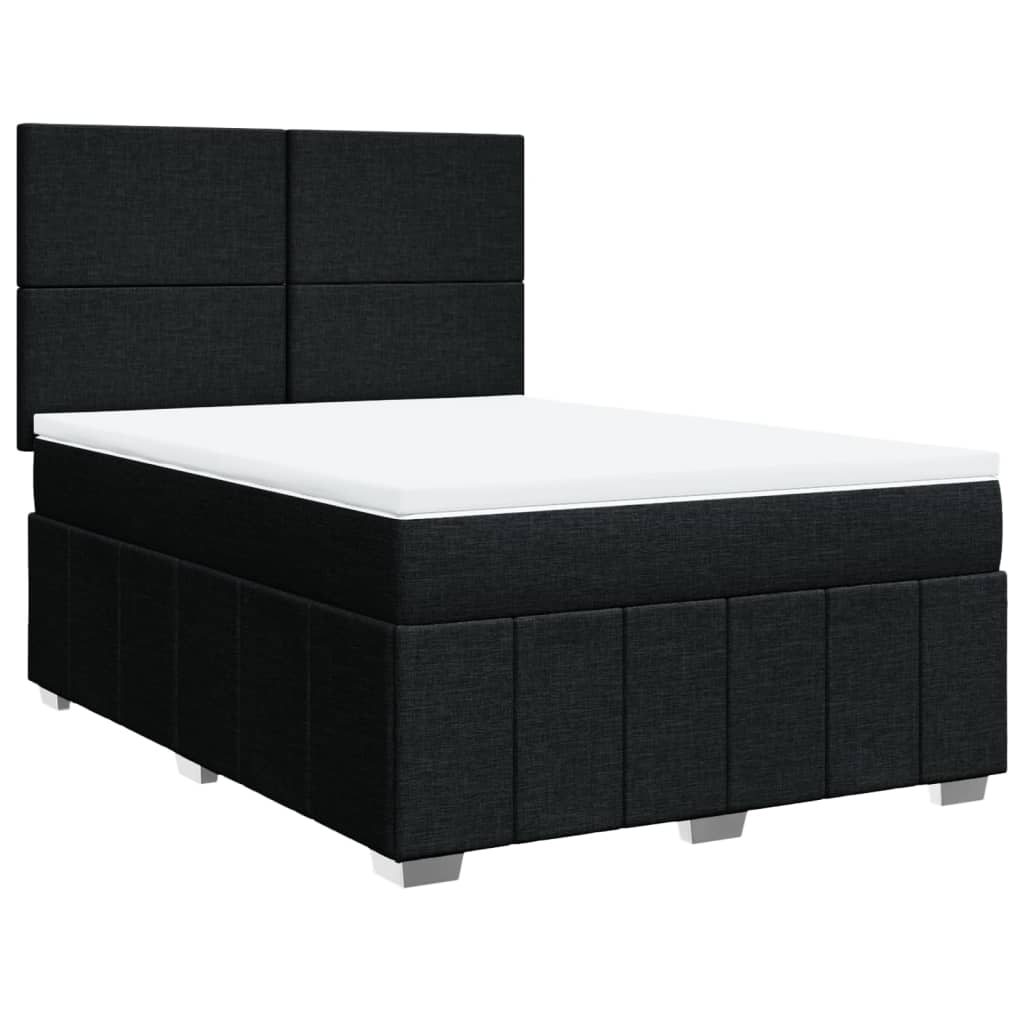 Box Spring Bed with Mattress Black 140x190 Cm Fabric