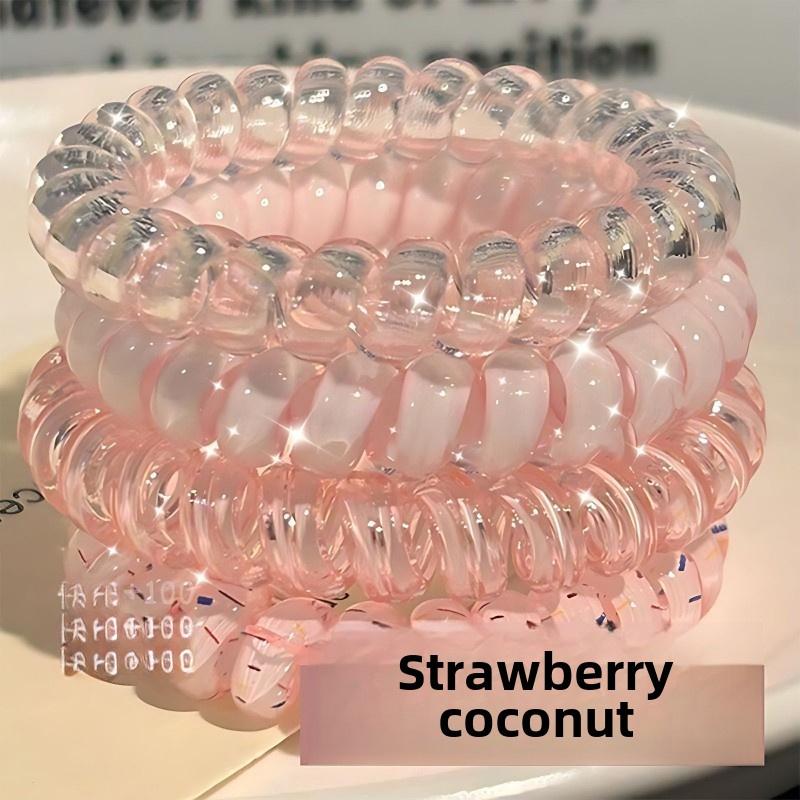 Set of 4 Phone Line Hair Ties, Fresh And Versatile, High Elasticity, Durable, And No Trace Hair Bands.